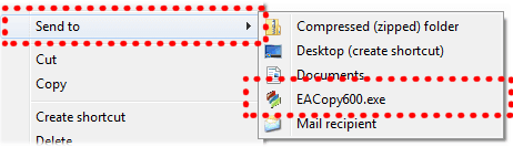 EACopy right-click example
